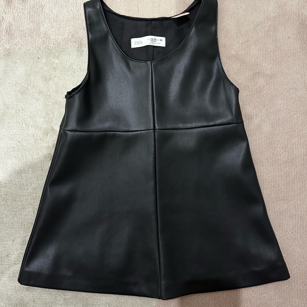 Zara FAUX LEATHER PINAFORE DRESS